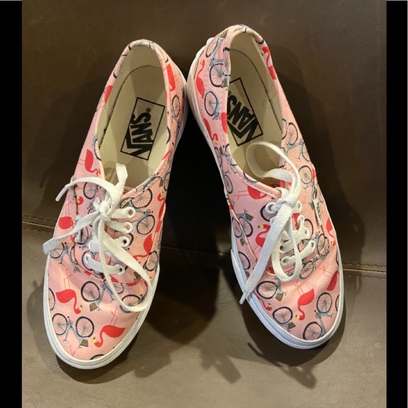 Vans Shoes - VANS pink Flamingos/Bicycle sneakers in EUC